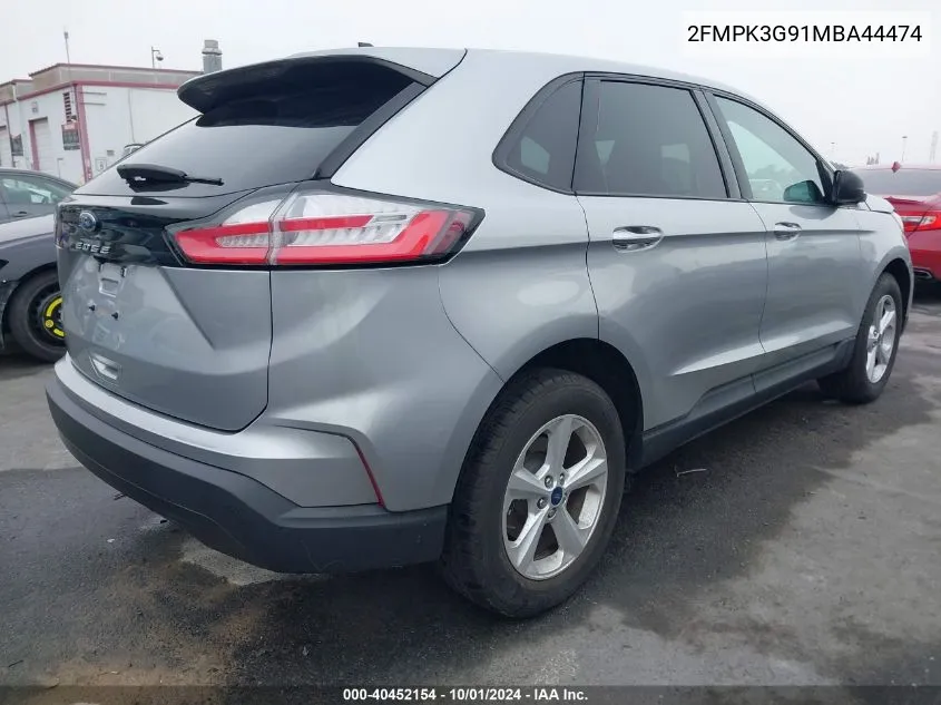 2021 Ford Edge Se VIN: 2FMPK3G91MBA44474 Lot: 40452154