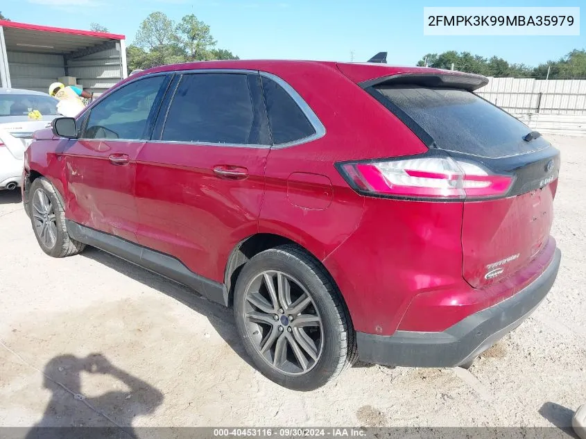 2021 Ford Edge Titanium VIN: 2FMPK3K99MBA35979 Lot: 40453116