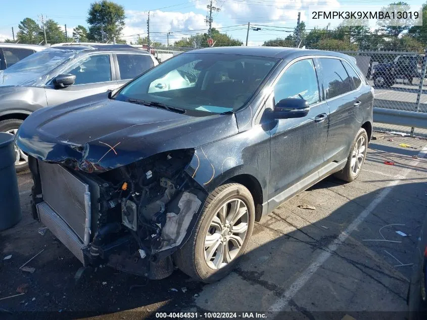 2021 Ford Edge Titanium VIN: 2FMPK3K9XMBA13019 Lot: 40454531