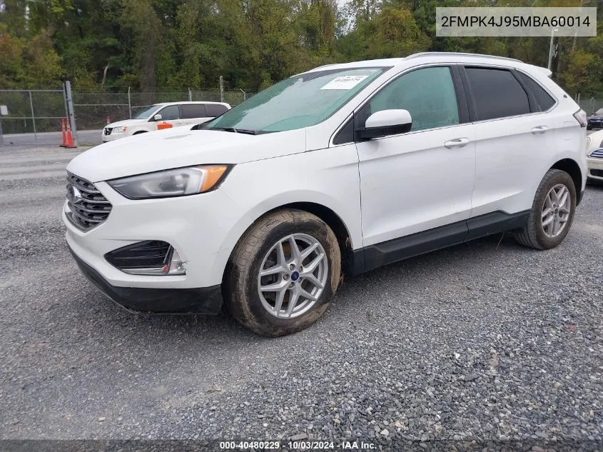 2021 Ford Edge Sel VIN: 2FMPK4J95MBA60014 Lot: 40480229