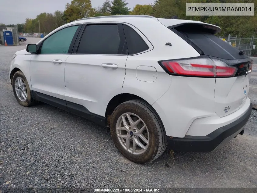 2021 Ford Edge Sel VIN: 2FMPK4J95MBA60014 Lot: 40480229