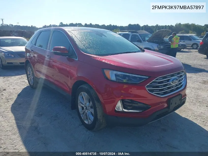 2021 Ford Edge Titanium VIN: 2FMPK3K97MBA57897 Lot: 40514735