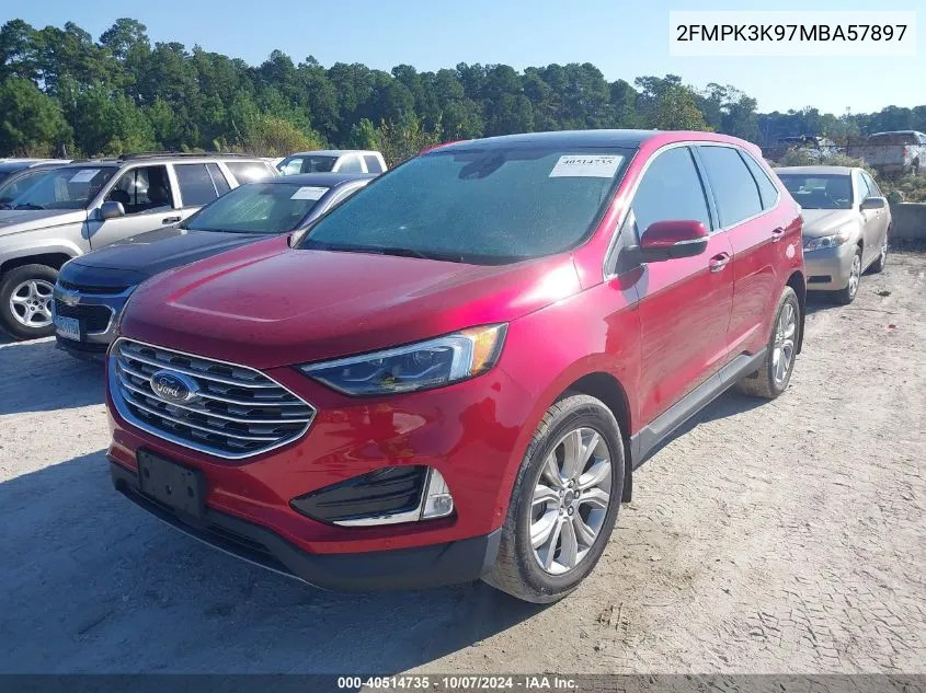 2021 Ford Edge Titanium VIN: 2FMPK3K97MBA57897 Lot: 40514735