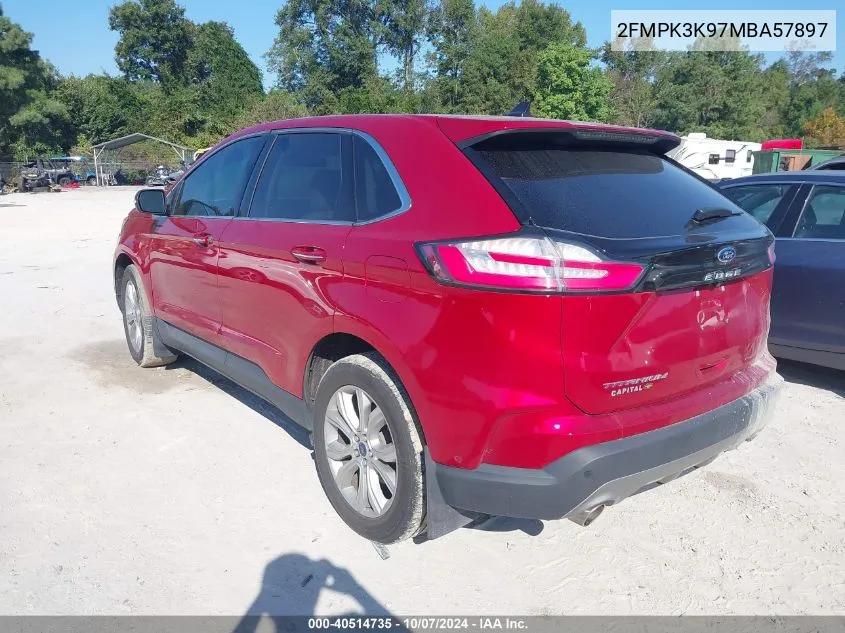 2021 Ford Edge Titanium VIN: 2FMPK3K97MBA57897 Lot: 40514735