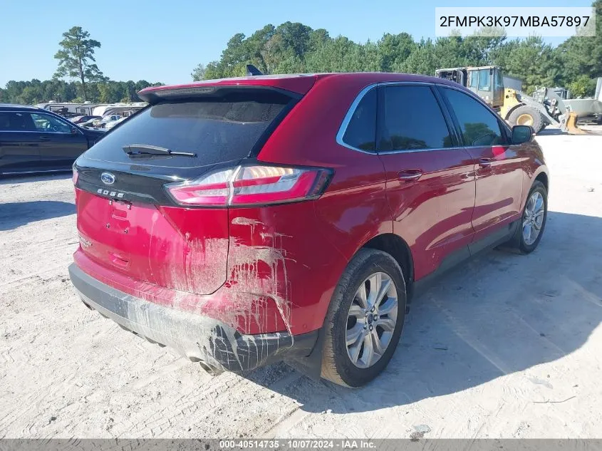 2021 Ford Edge Titanium VIN: 2FMPK3K97MBA57897 Lot: 40514735