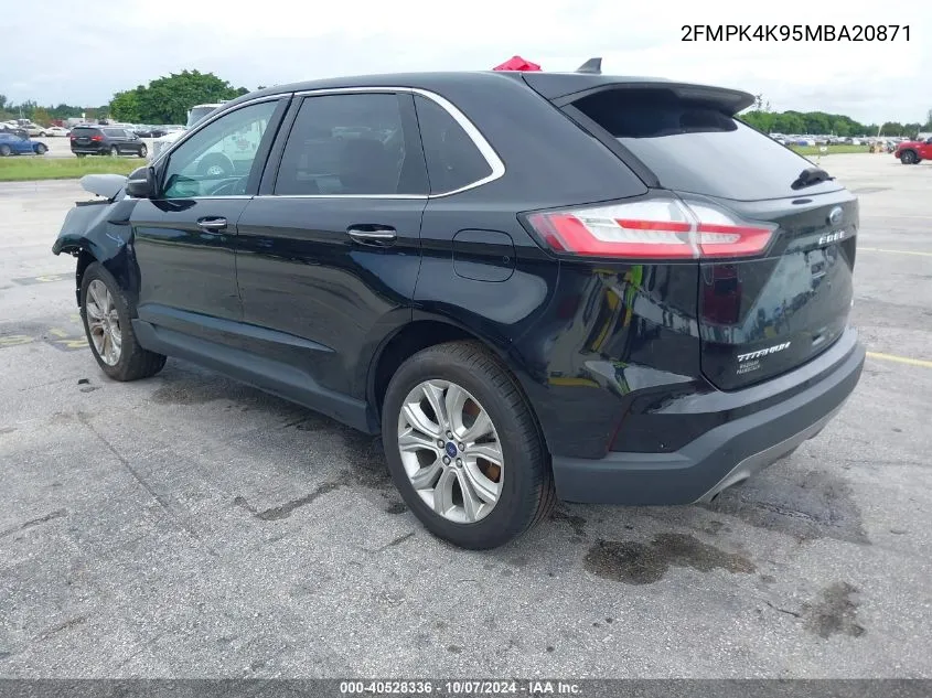 2021 Ford Edge Titanium VIN: 2FMPK4K95MBA20871 Lot: 40528336