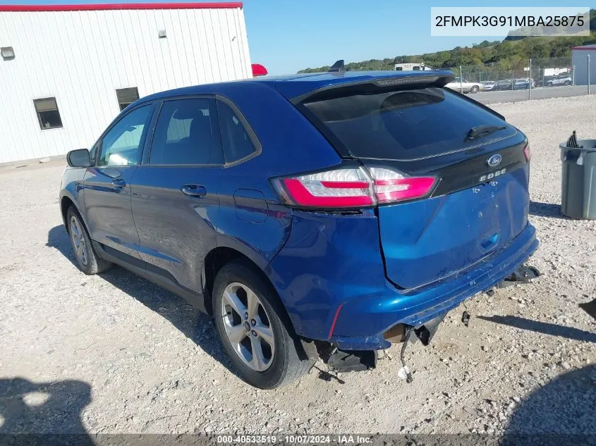 2021 Ford Edge Se VIN: 2FMPK3G91MBA25875 Lot: 40533519