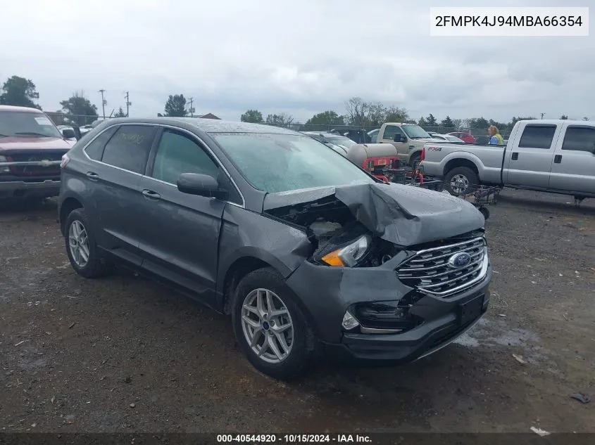 2021 Ford Edge Sel VIN: 2FMPK4J94MBA66354 Lot: 40544920