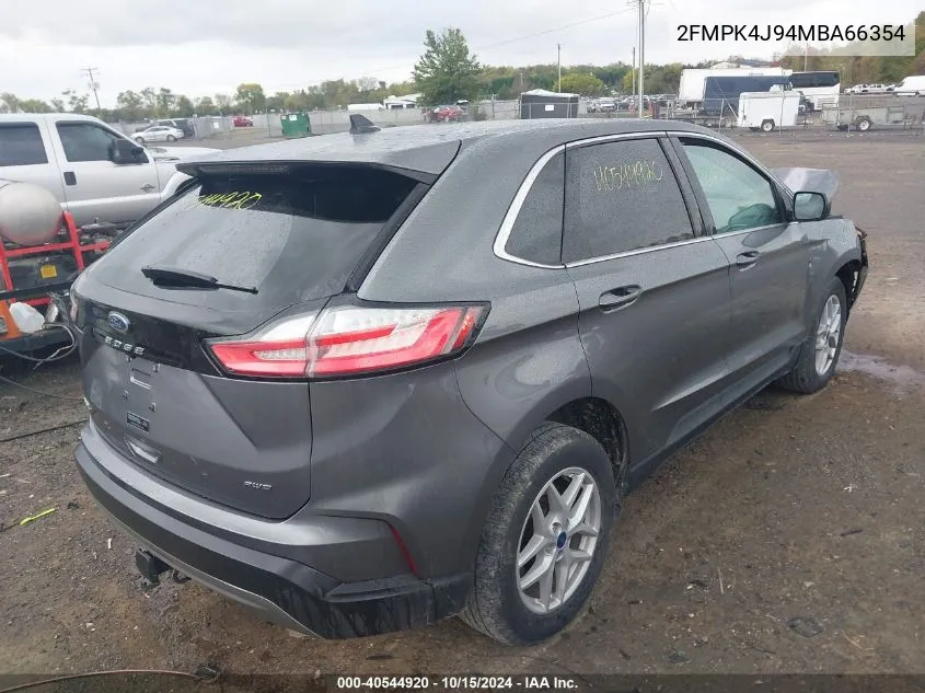 2021 Ford Edge Sel VIN: 2FMPK4J94MBA66354 Lot: 40544920