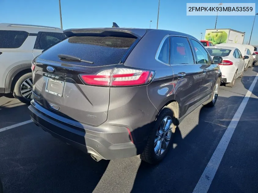 2021 Ford Edge Titanium VIN: 2FMPK4K93MBA53559 Lot: 40572503