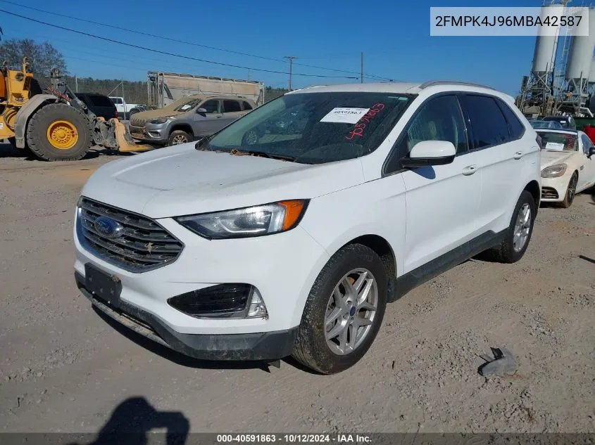 2021 Ford Edge Sel VIN: 2FMPK4J96MBA42587 Lot: 40591863