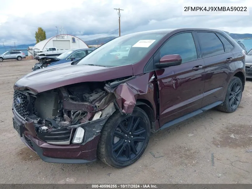 2021 Ford Edge St-Line VIN: 2FMPK4J9XMBA59022 Lot: 40596255