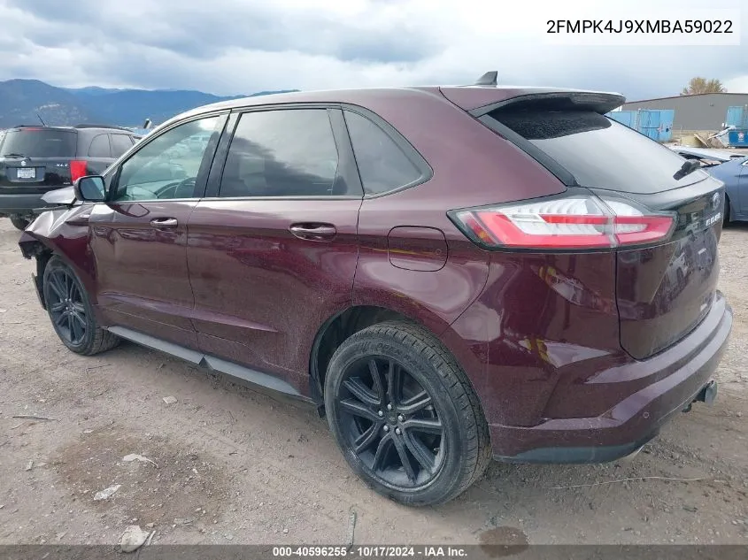 2021 Ford Edge St-Line VIN: 2FMPK4J9XMBA59022 Lot: 40596255