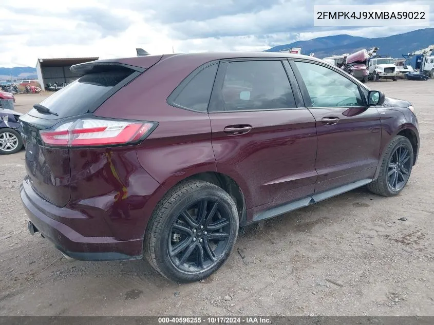 2021 Ford Edge St-Line VIN: 2FMPK4J9XMBA59022 Lot: 40596255