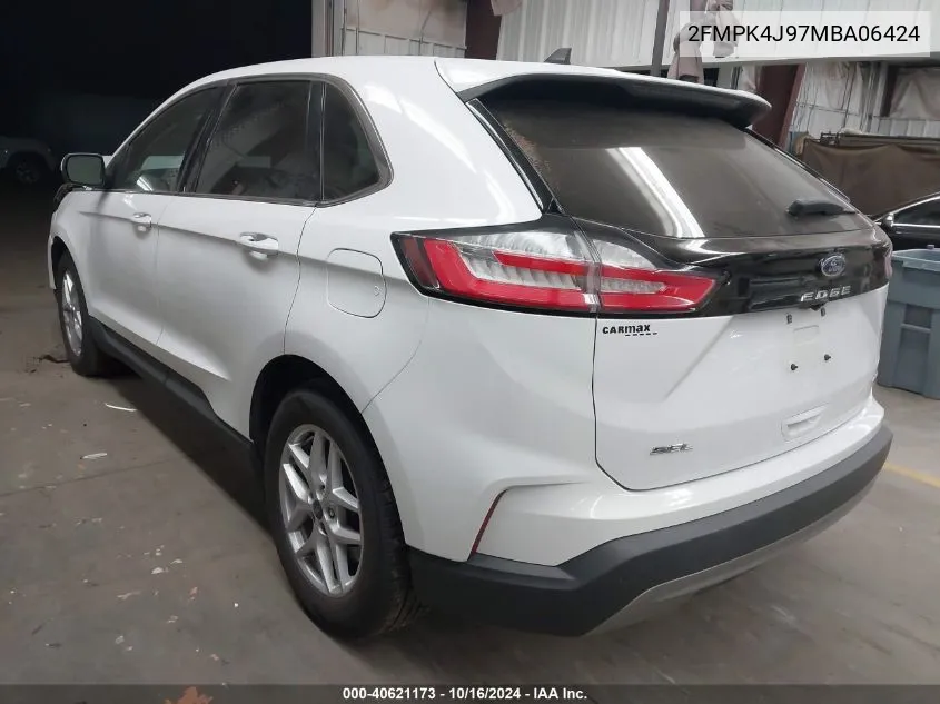 2021 Ford Edge Sel VIN: 2FMPK4J97MBA06424 Lot: 40621173