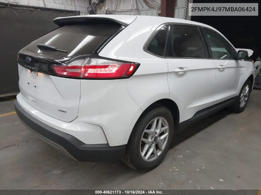 2021 Ford Edge Sel VIN: 2FMPK4J97MBA06424 Lot: 40621173