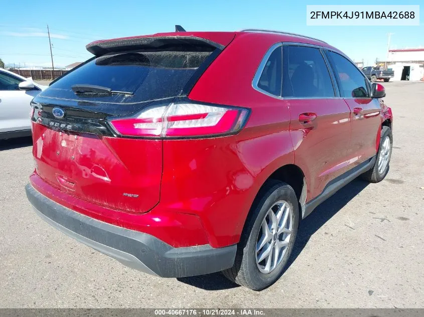 2021 Ford Edge Sel VIN: 2FMPK4J91MBA42688 Lot: 40667176