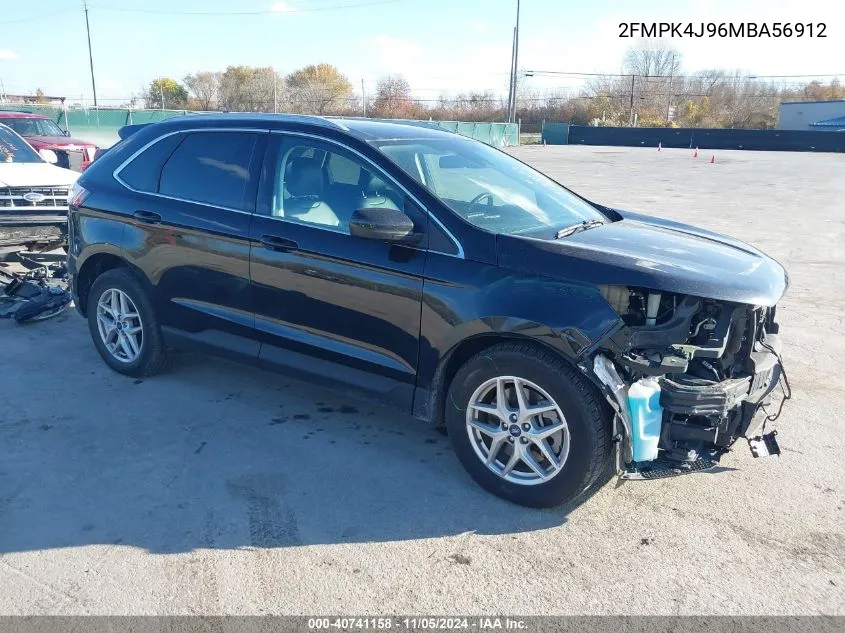 2021 Ford Edge Sel VIN: 2FMPK4J96MBA56912 Lot: 40741158