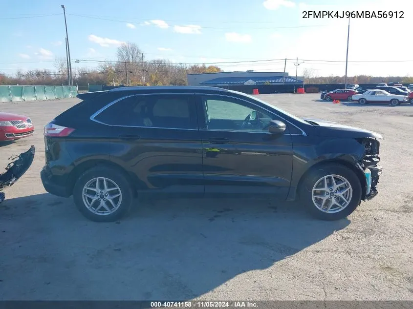 2021 Ford Edge Sel VIN: 2FMPK4J96MBA56912 Lot: 40741158