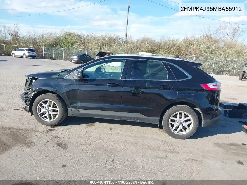 2021 Ford Edge Sel VIN: 2FMPK4J96MBA56912 Lot: 40741158