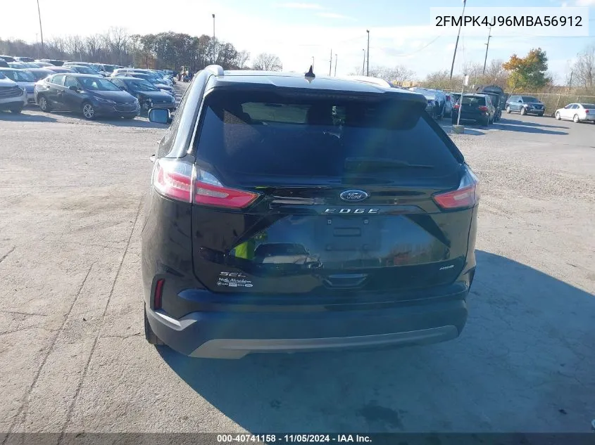 2021 Ford Edge Sel VIN: 2FMPK4J96MBA56912 Lot: 40741158