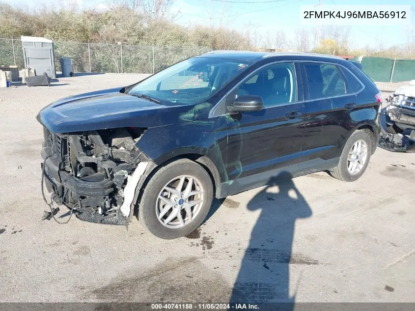 2021 Ford Edge Sel VIN: 2FMPK4J96MBA56912 Lot: 40741158