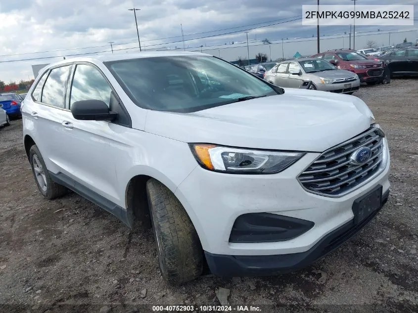 2021 Ford Edge Se VIN: 2FMPK4G99MBA25242 Lot: 40752903