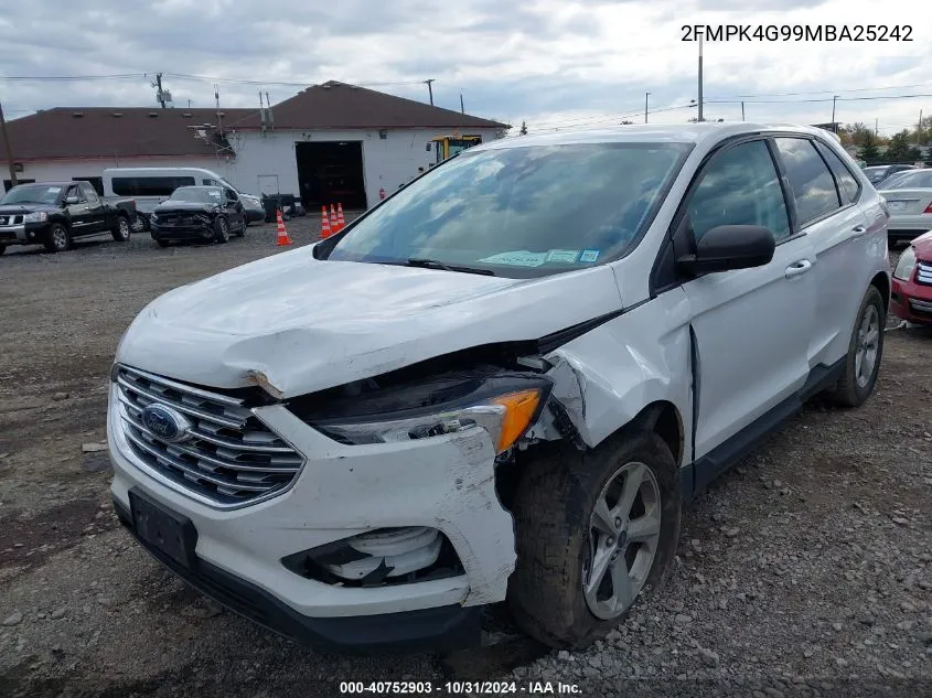 2021 Ford Edge Se VIN: 2FMPK4G99MBA25242 Lot: 40752903