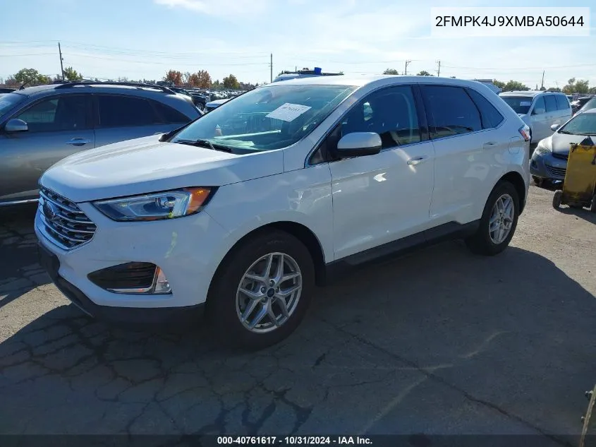 2021 Ford Edge Sel VIN: 2FMPK4J9XMBA50644 Lot: 40761617