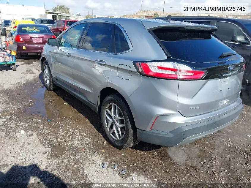 2021 Ford Edge Sel VIN: 2FMPK4J98MBA26746 Lot: 40808740