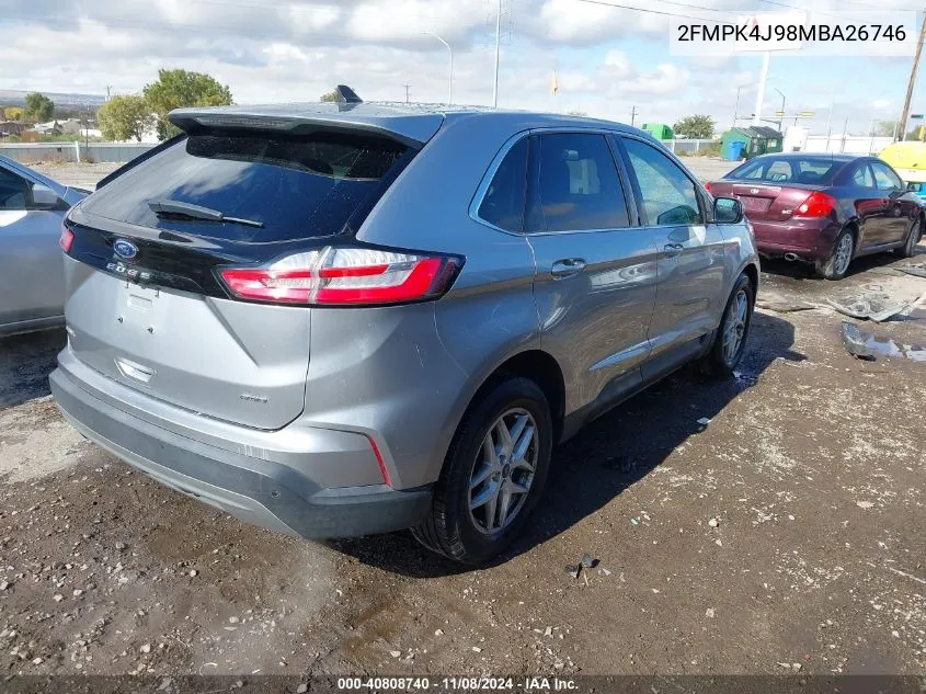 2021 Ford Edge Sel VIN: 2FMPK4J98MBA26746 Lot: 40808740