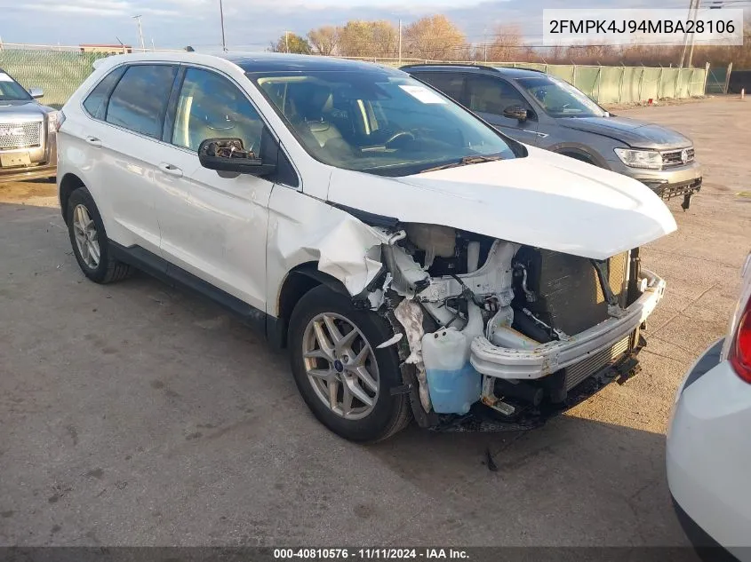 2021 Ford Edge Sel VIN: 2FMPK4J94MBA28106 Lot: 40810576