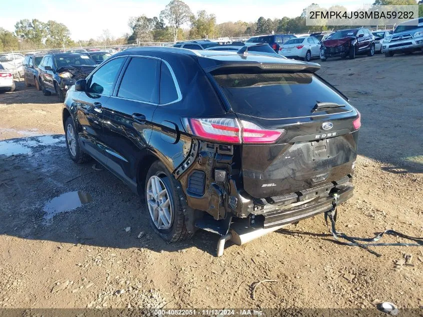 2021 Ford Edge Sel VIN: 2FMPK4J93MBA59282 Lot: 40822051