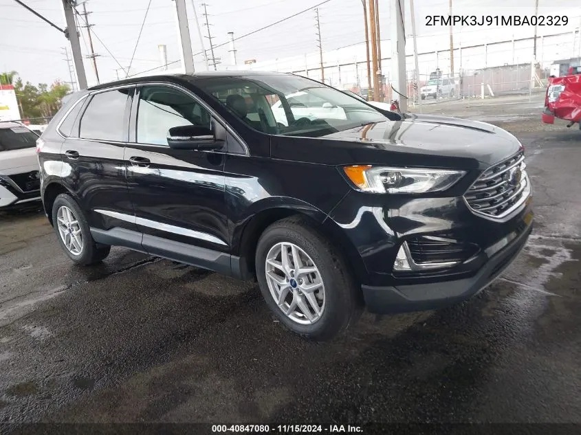 2021 Ford Edge Sel VIN: 2FMPK3J91MBA02329 Lot: 40847080