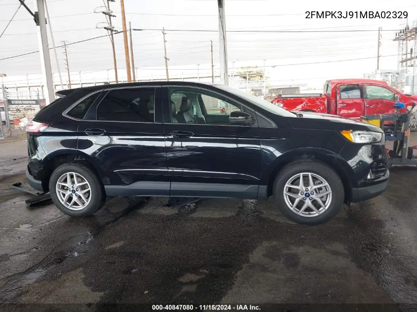 2021 Ford Edge Sel VIN: 2FMPK3J91MBA02329 Lot: 40847080