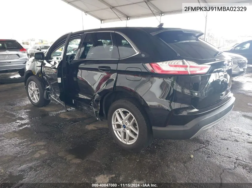 2021 Ford Edge Sel VIN: 2FMPK3J91MBA02329 Lot: 40847080