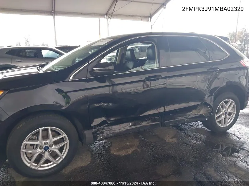 2021 Ford Edge Sel VIN: 2FMPK3J91MBA02329 Lot: 40847080