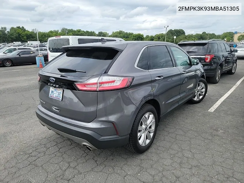 2021 Ford Edge Titanium VIN: 2FMPK3K93MBA51305 Lot: 40897058