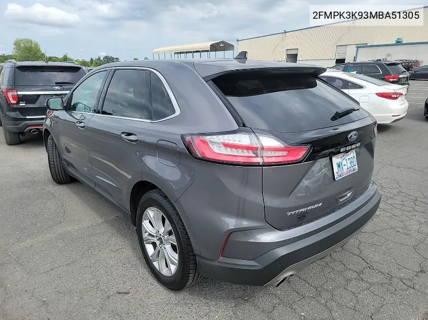 2021 Ford Edge Titanium VIN: 2FMPK3K93MBA51305 Lot: 40897058