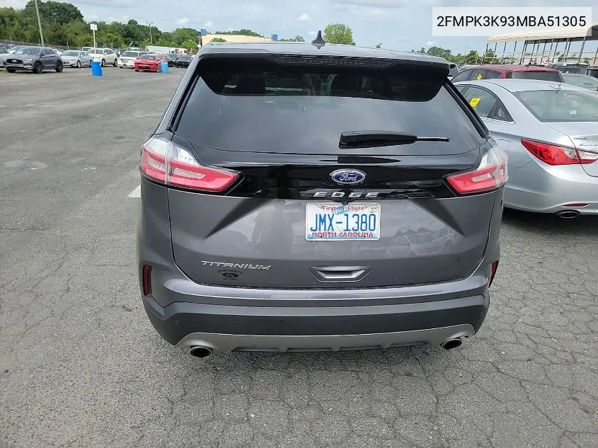 2021 Ford Edge Titanium VIN: 2FMPK3K93MBA51305 Lot: 40897058