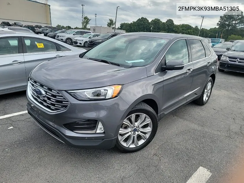 2021 Ford Edge Titanium VIN: 2FMPK3K93MBA51305 Lot: 40897058