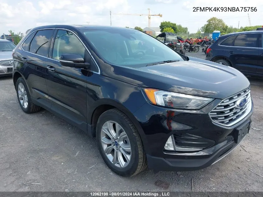 2022 Ford Edge Titanium VIN: 2FMPK4K93NBA75756 Lot: 12062198