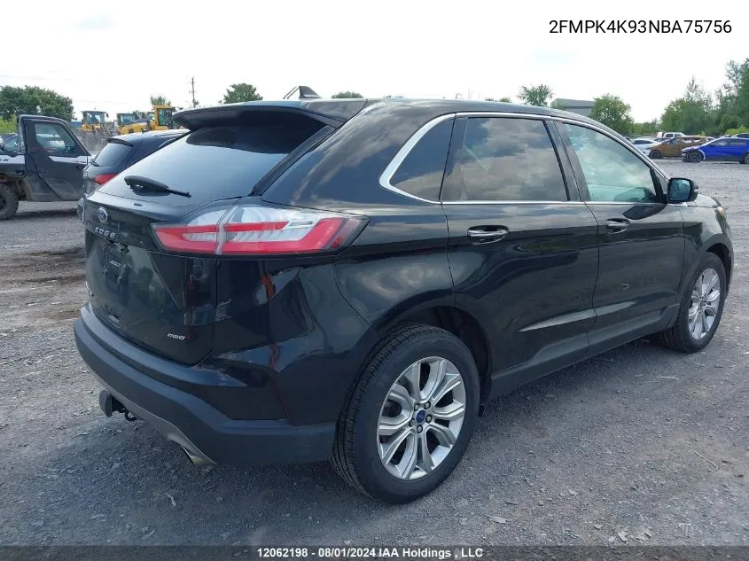 2022 Ford Edge Titanium VIN: 2FMPK4K93NBA75756 Lot: 12062198