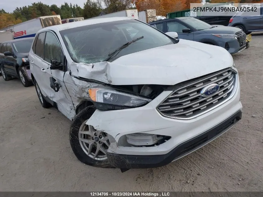 2022 Ford Edge Sel VIN: 2FMPK4J96NBA60542 Lot: 12134705