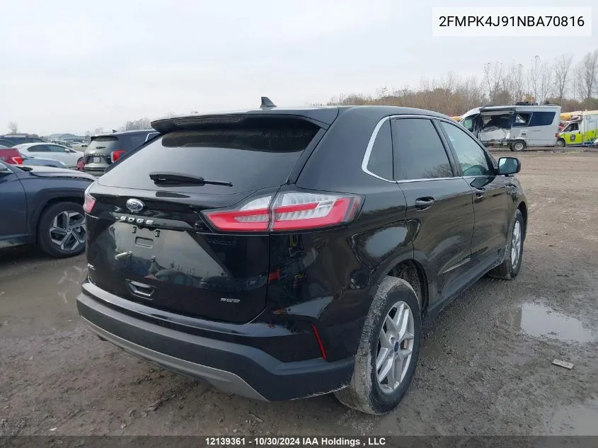 2022 Ford Edge Sel VIN: 2FMPK4J91NBA70816 Lot: 12139361