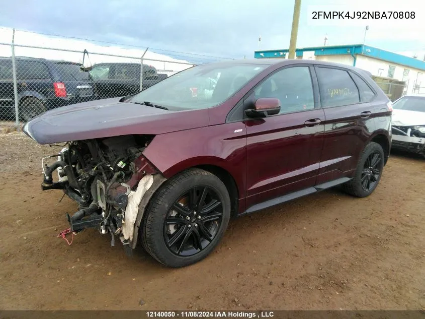 2022 Ford Edge Sel VIN: 2FMPK4J92NBA70808 Lot: 12140050