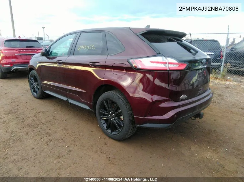 2022 Ford Edge Sel VIN: 2FMPK4J92NBA70808 Lot: 12140050