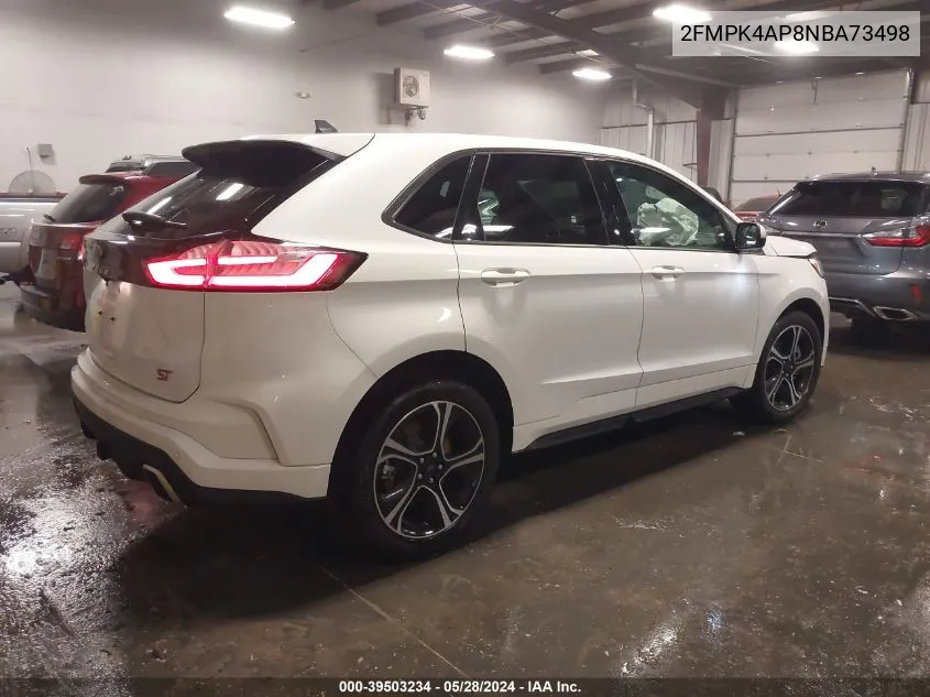 2022 Ford Edge St VIN: 2FMPK4AP8NBA73498 Lot: 39503234