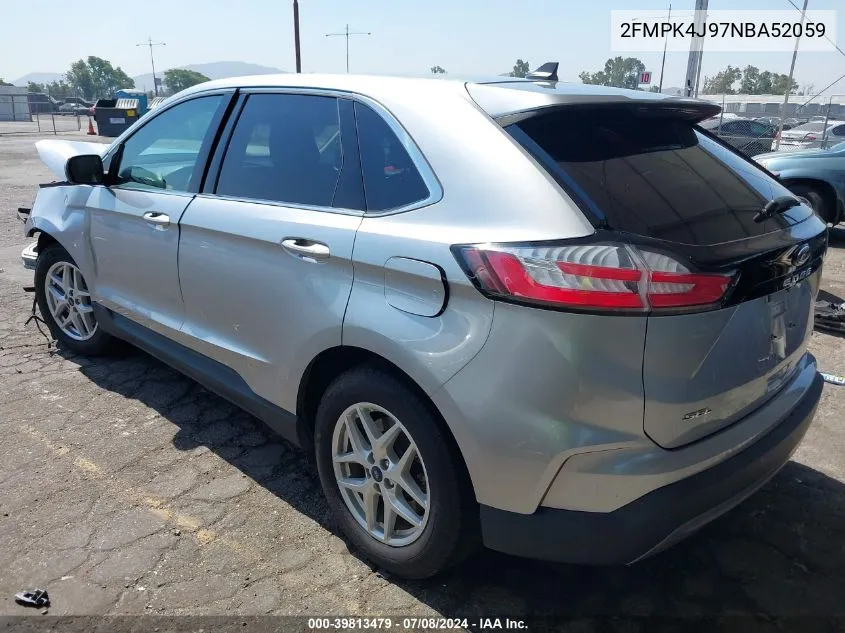 2022 Ford Edge Sel VIN: 2FMPK4J97NBA52059 Lot: 39813479