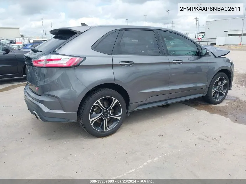 2022 Ford Edge St VIN: 2FMPK4AP8NBA02611 Lot: 39937089